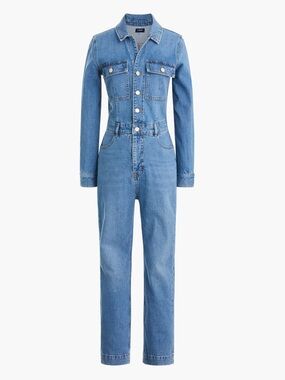 J. CREW FACTORY Women’s Blue Denim Utility Jumpsuit Size 0 long sleeve collared